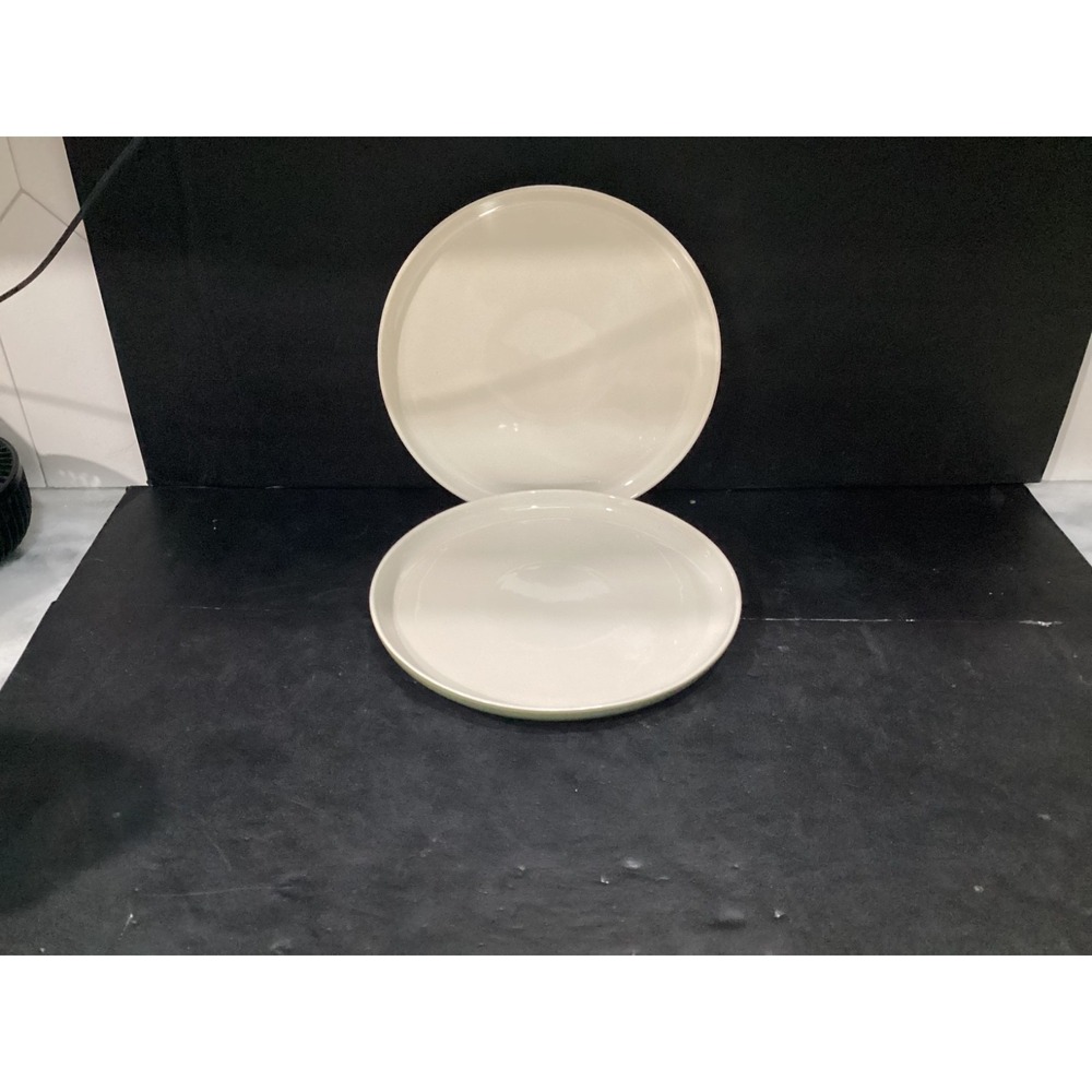 DOWAN 10.25" Cream Green Dinner Plates Set of 2